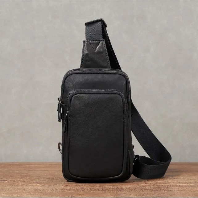 Tas Dada Pria Kulit Asli - Tas Kulit Sapi Asli Garut Premium Termurah Warna Hitam Elegan Mewah