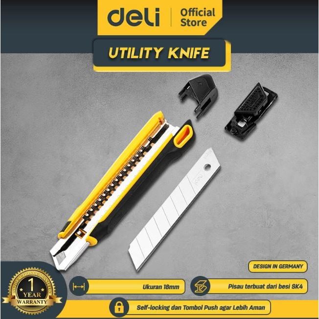

Cutter Utility Knife Pisau Potong Deli 18mm EDL018Z