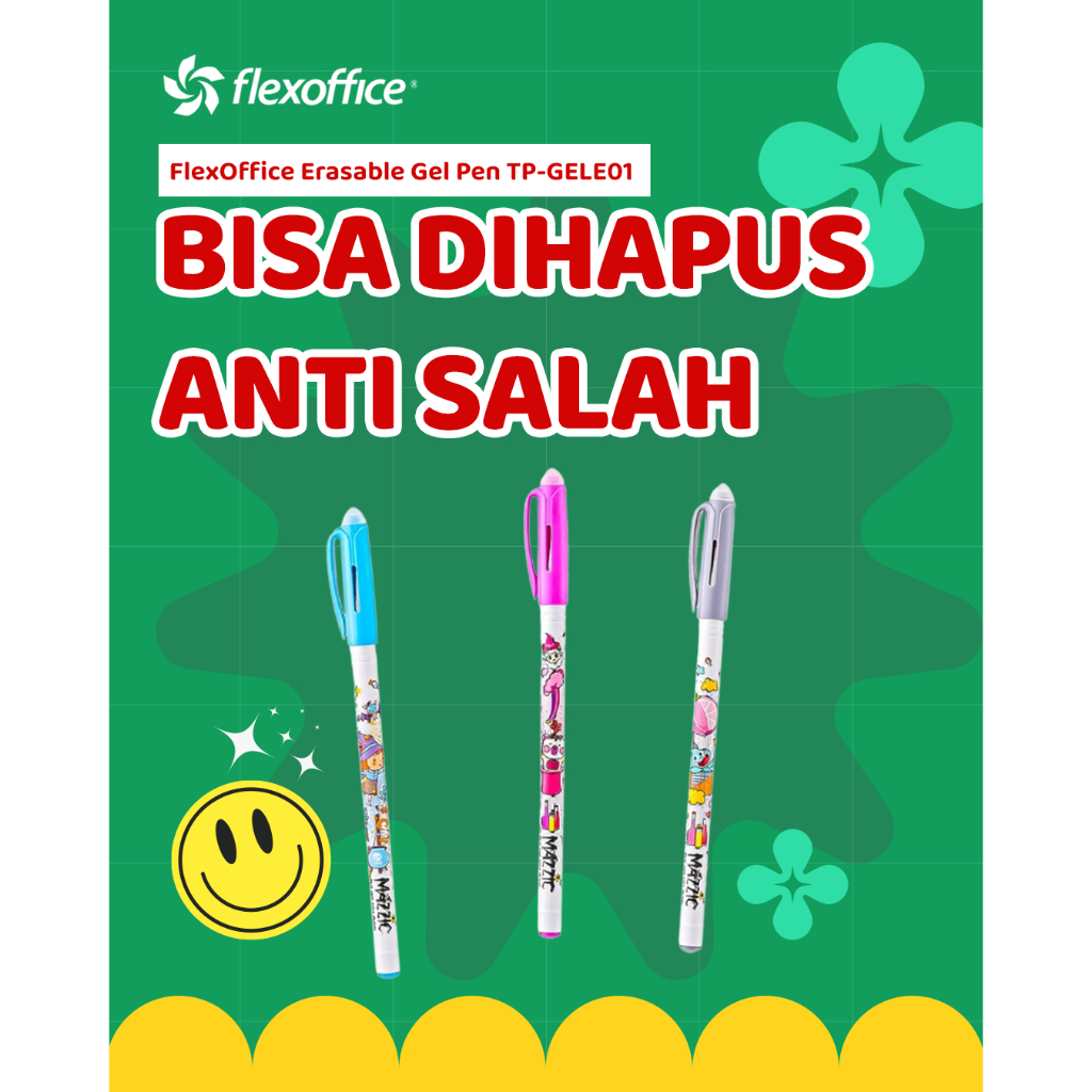 

FlexOffice Erasable Gel Pen TP-GELE01 0.5mm pen bisa dihapus ajaib anak sekolah latihan menulis