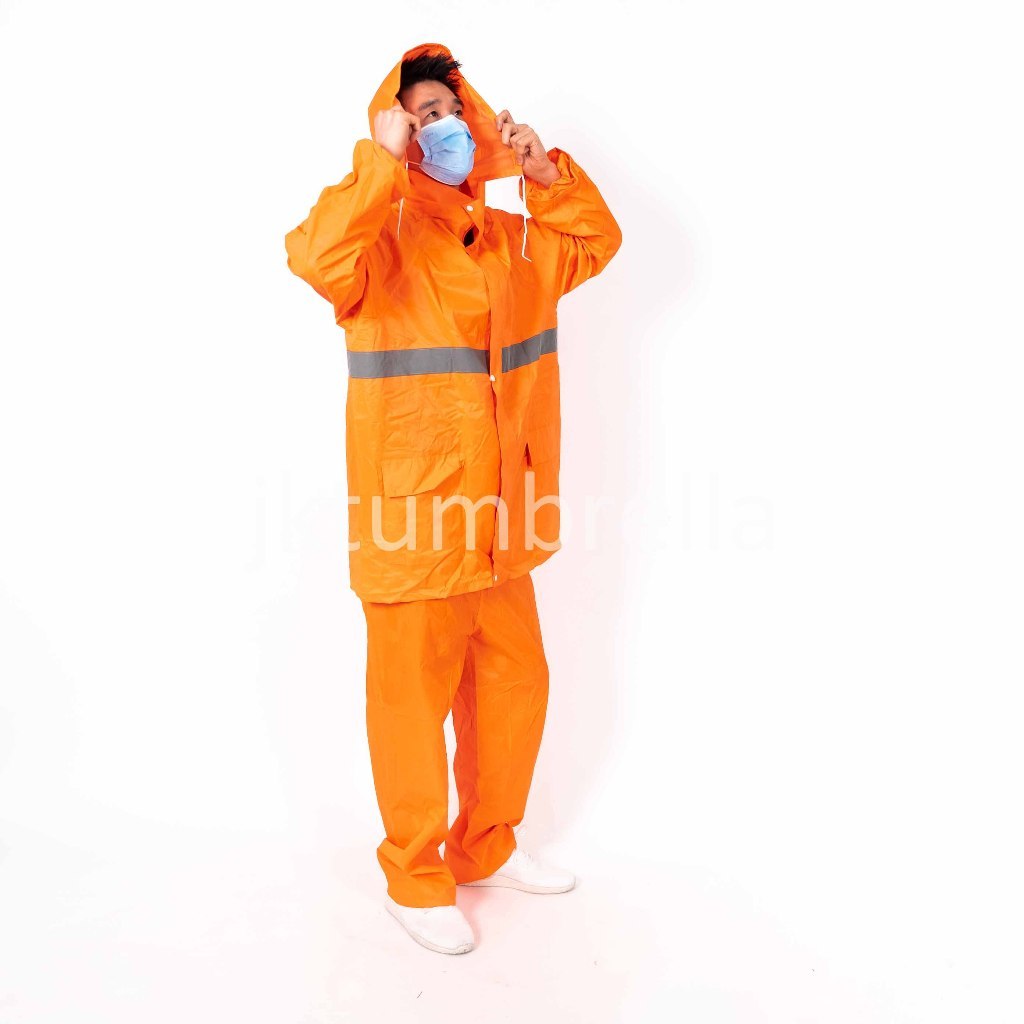 Jas hujan safety outdoor setelan celana konstruksi, construction hijau stabilo, orange scotchlight /