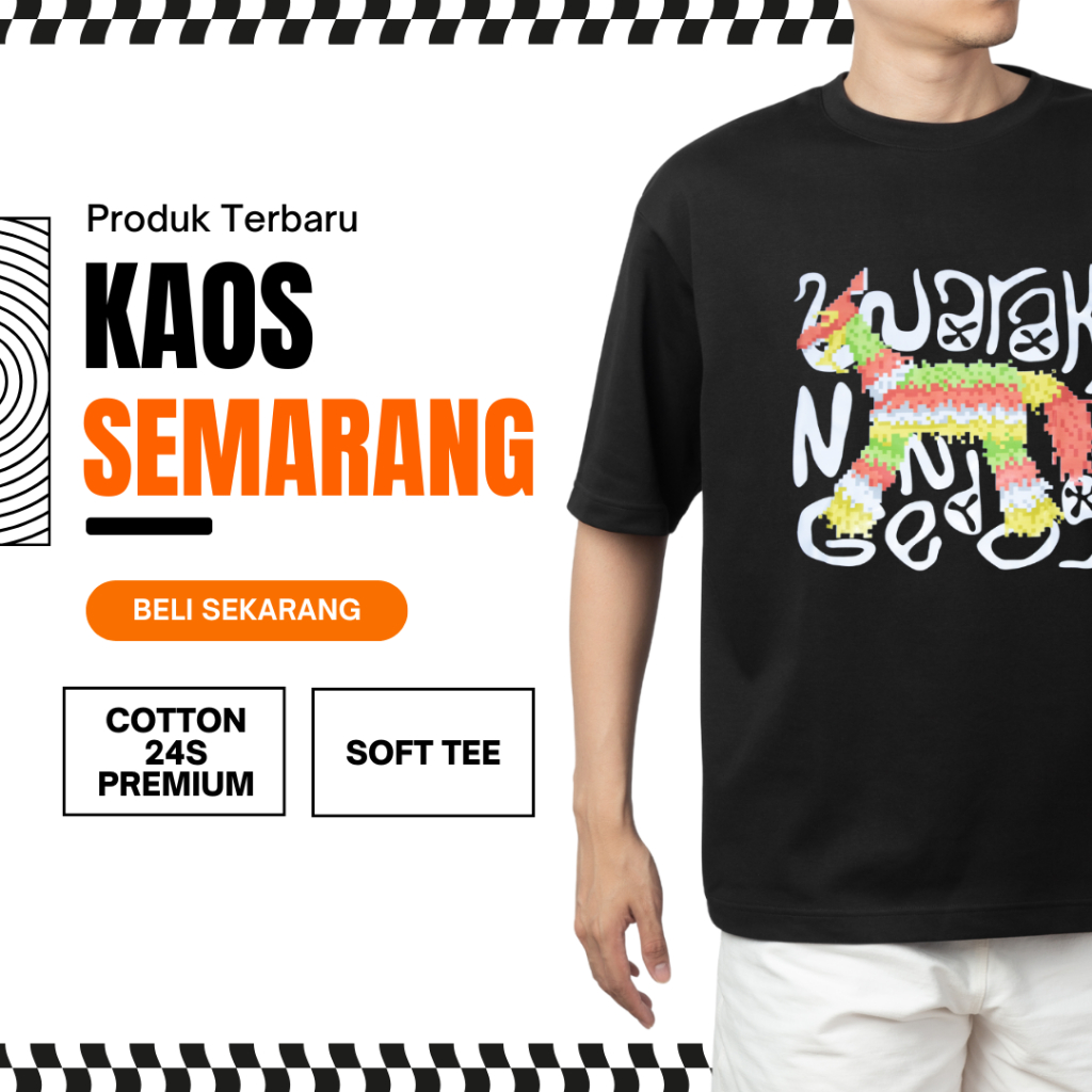 Kaos Semarang Warak Ngendog dan Ganjel Rel / Kaos Satuan / Kaos Cotton 24s Premium Bahan Lembut dan 