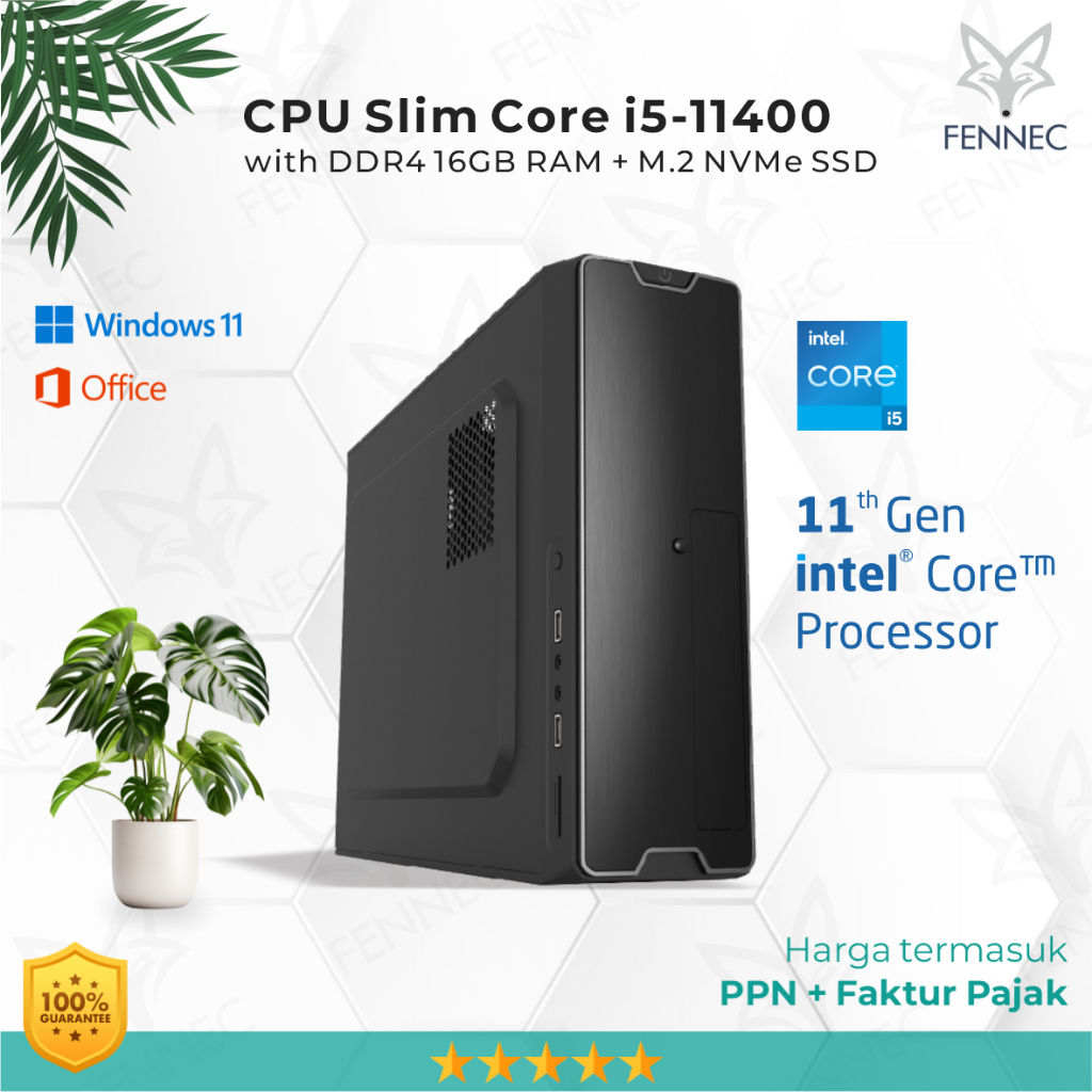 CPU PC Slim Intel Core i5-11400 Gen-11 RAM 16GB SSD Rakitan Office