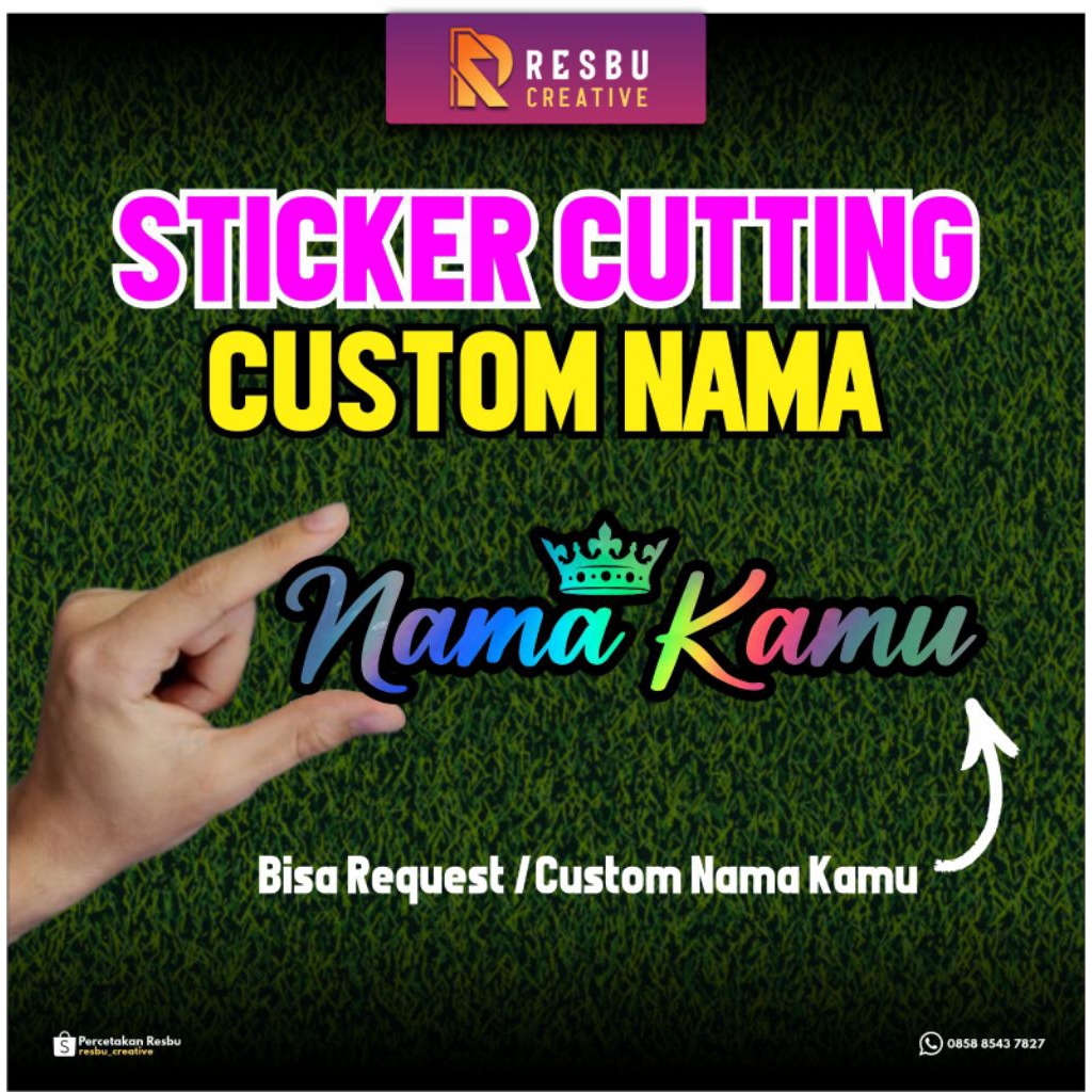 

Stiker Hologram Cutting Custom Request Nama Sendiri Sticker Nama Stiker Nama Waterproof Hologram Custom Nama Anti Air