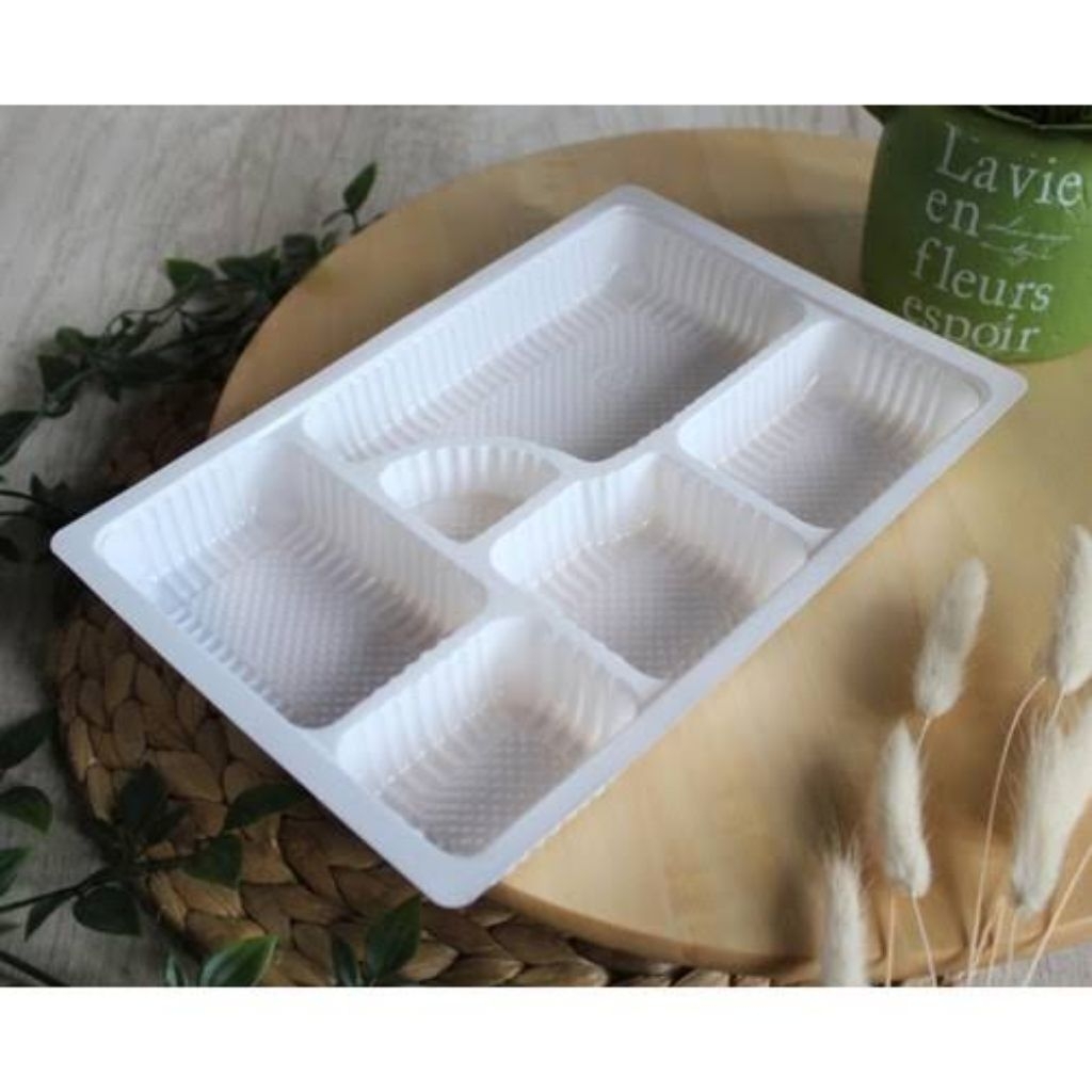 (25pcs) Mika tray bento sekat 6 isi 25pcs per pack MBS-6G wadah tempat alas tatakan lunch box kotak 