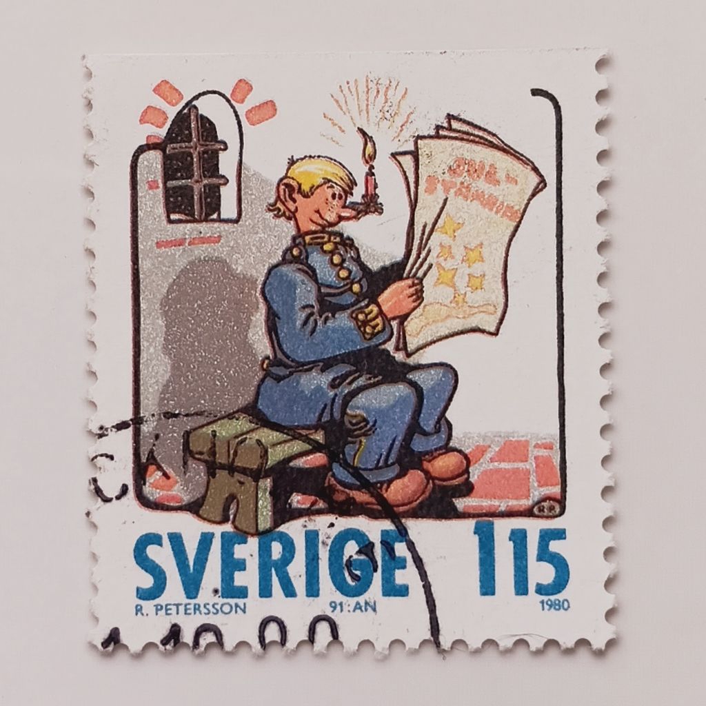 

(AD) Perangko Swedia 1980 Christmas 1980 - Swedish Comic Strips - “Karlsson" 1,15 kr Used