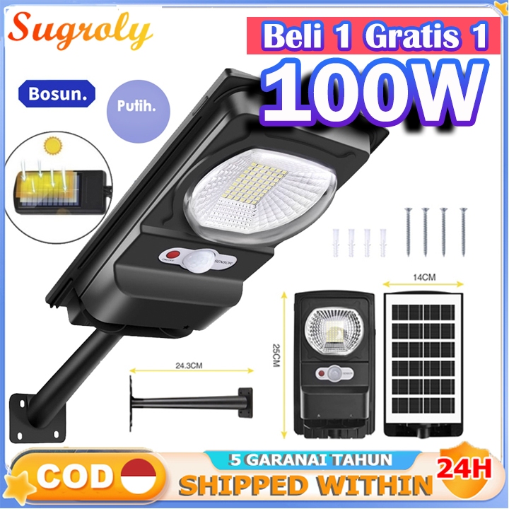 Sugroly lampu jalan tenaga surya 3 modes motion sensor lampu tenaga surya otomatis outdoor 0 tagihan