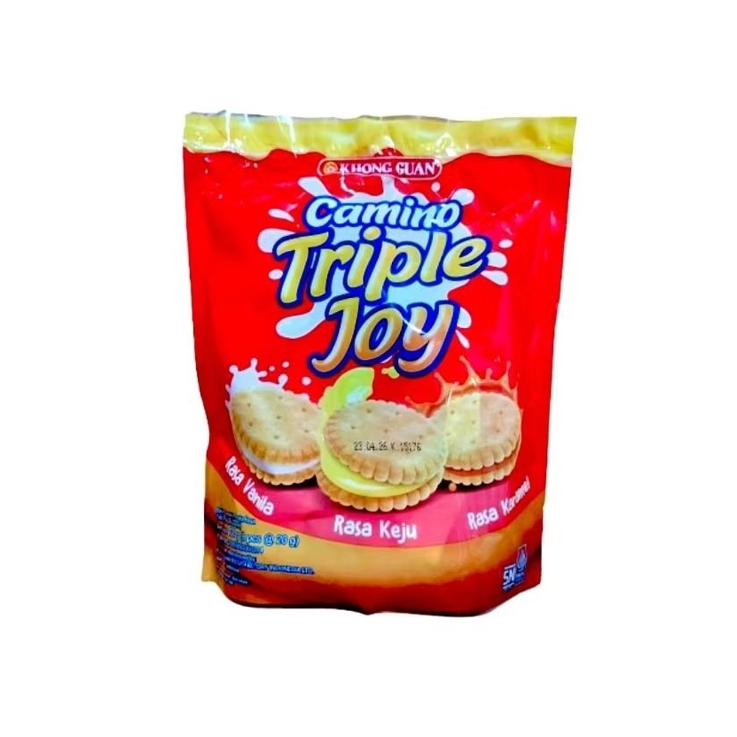 

Camino Triple Joy Biskuit Sandwich Aneka Rasa 120g (6 pcs @20g)