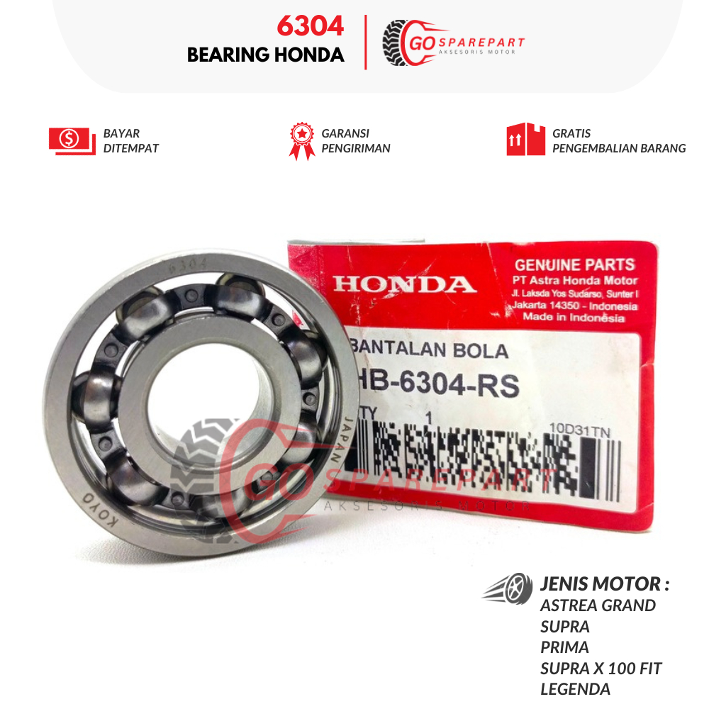6304 BEARING HONDA HONDA GRAND / BEARING RODA HONDA MOTOR SUPRA X / LAHER HONDA LEGENDA / BEARING KR