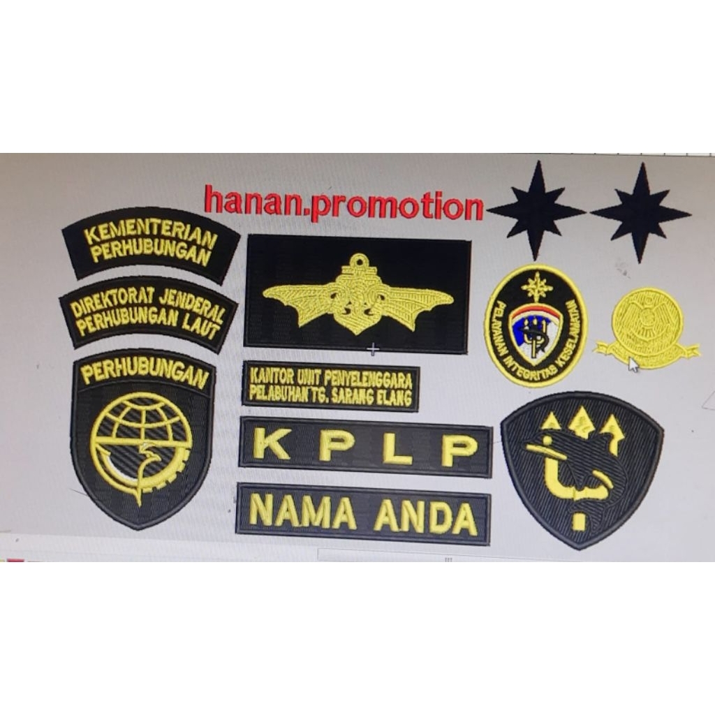 BADGE LOGO ATRIBUT COAST GUARD / KPLP SATU SET BORDIR KOMPUTER