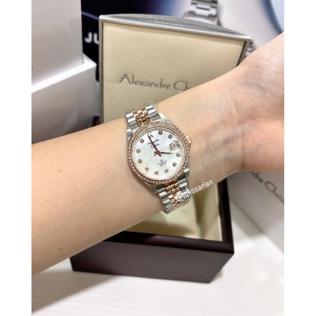 Alexandre Christie AC 5012 LD Original Bergaransi Jam Tangan Rantai Analog Mewah Untuk Wanita
