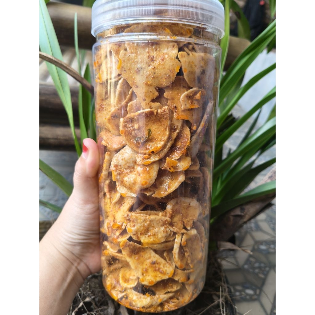 

Basreng pedas daun jeruk / toples 1300 ml