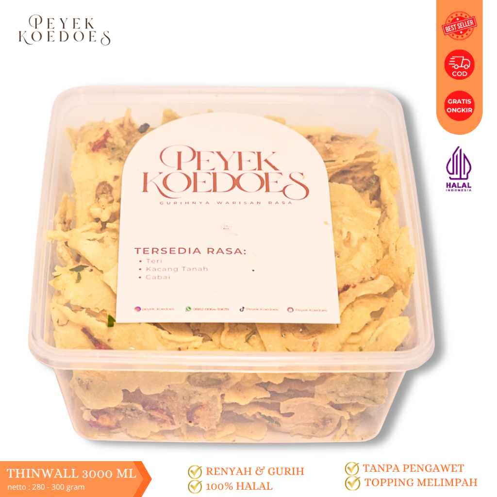 

PEYEK KOEDOES - Rempeyek Semua Varian (Box Medium 1500 ML Dan Box Large 3000 ML)