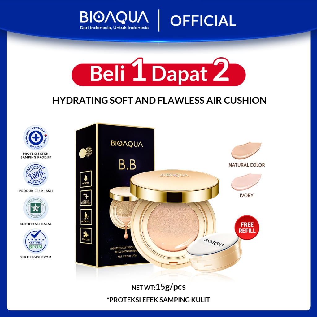 BIOAQUA Hydrating Soft And Flawless Air Cushion BB Cream Medium coverage Make Delicate Nude Makeup
