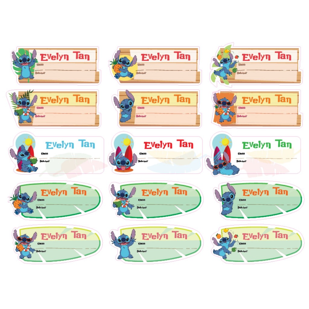 

STICKER LABEL BUKU MATA PELAJARAN / MAPEL ANAK STITCH