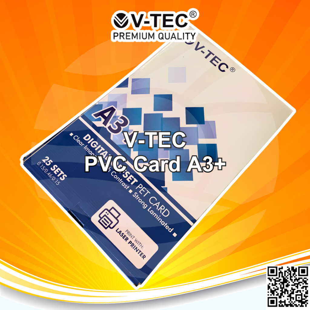 

VTEC PVC ID Card PET instant Laser Digital Print A3+ V-Tec - Pack