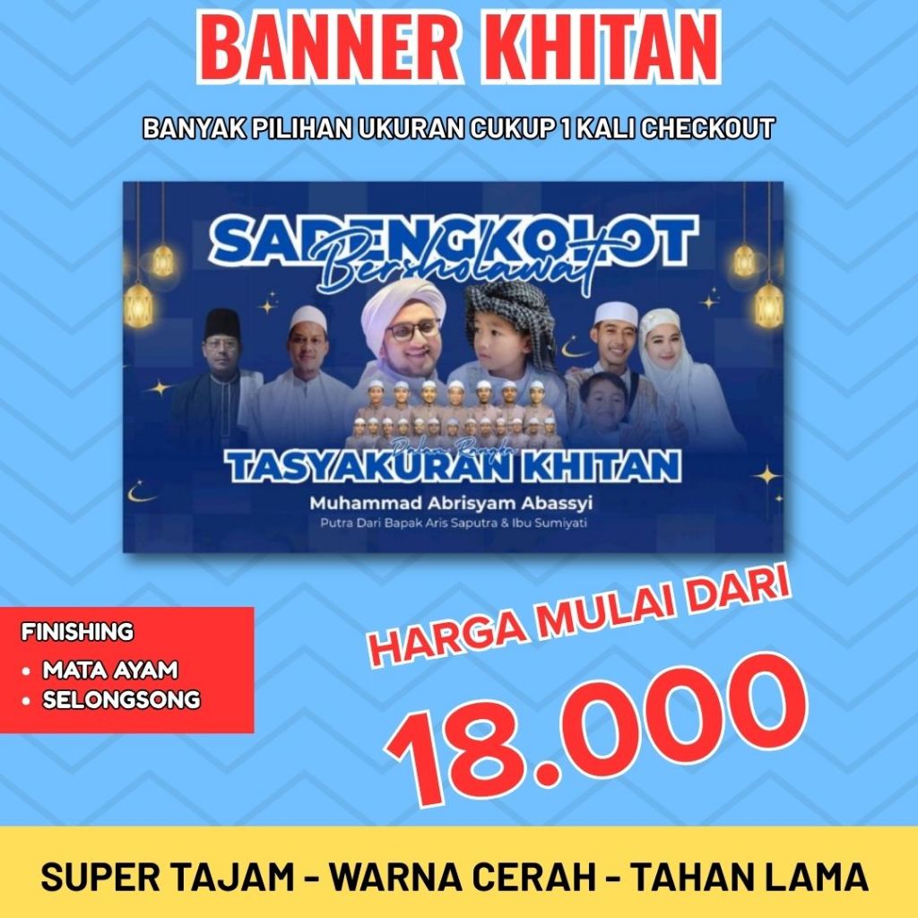 TERMURAH Cetak Spanduk Banner TASYAKURAN KHITAN Banner Khitanan