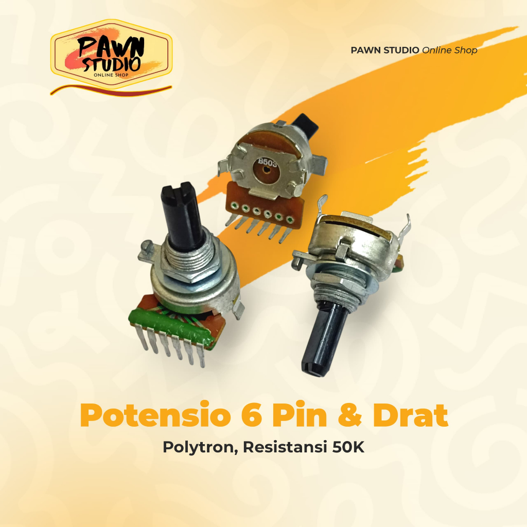 Potensio Polytron 6 pin 50k Drat Kaki 6 Tekuk Volume Mixer B503 B 503