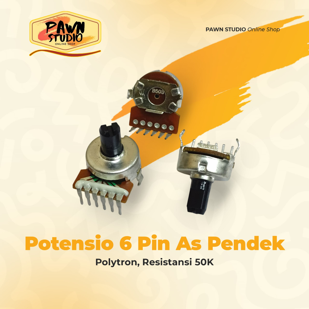 Potensio Polytron non CT 6 pin As Pendek B50K Kaki 6 As Pendek Tekuk Volume Mixer B503