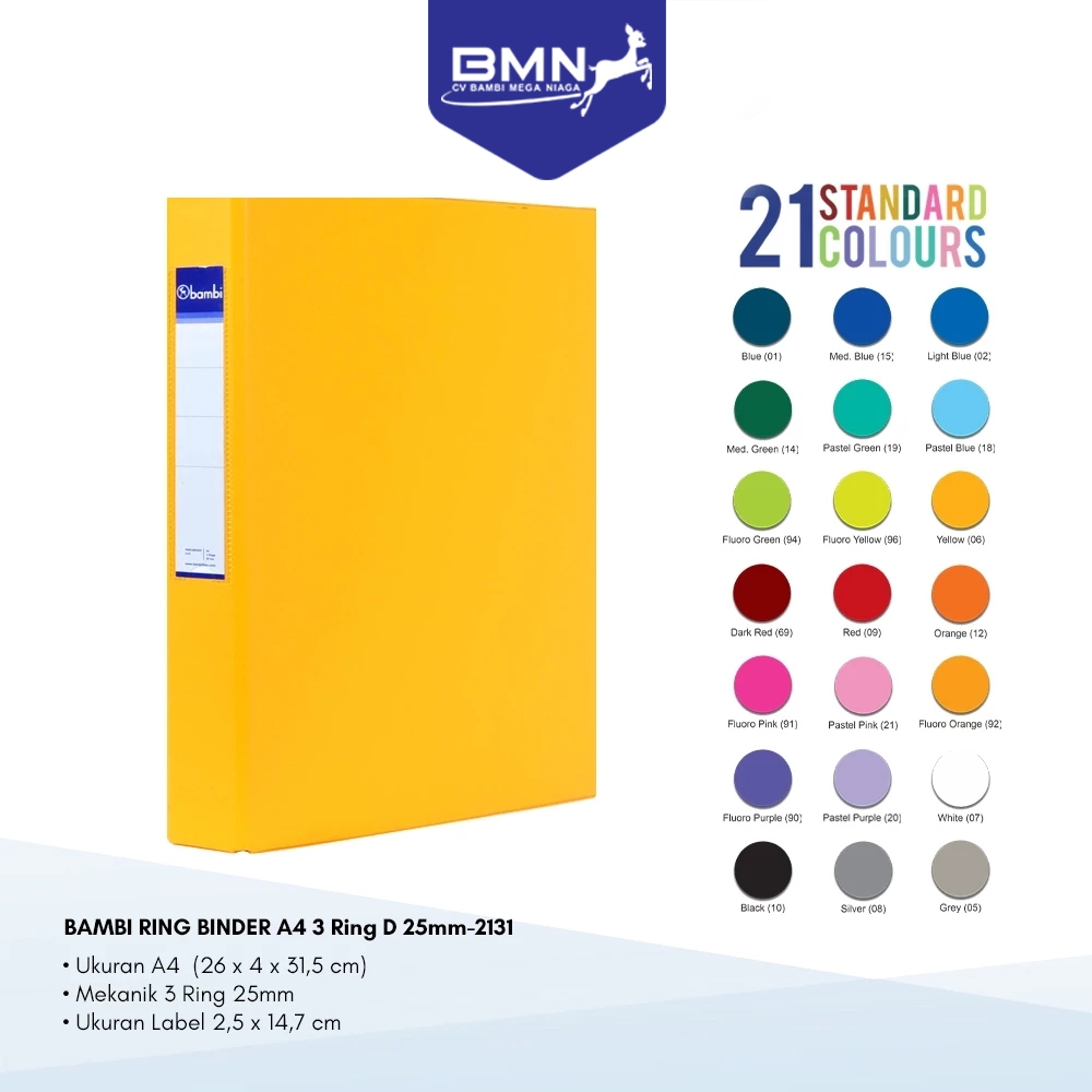 

BAMBI Ring Binder A4 Size 25 mm 3 Ring D – 2131