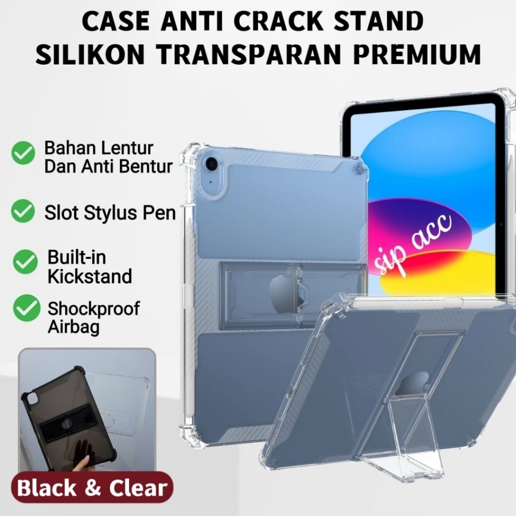 Case Ipad Gen 11 / Ipad 11 / Ipad A16 / Ipad 10 / Silikon Case Anti Crack Stand With Slot Pen Soft C