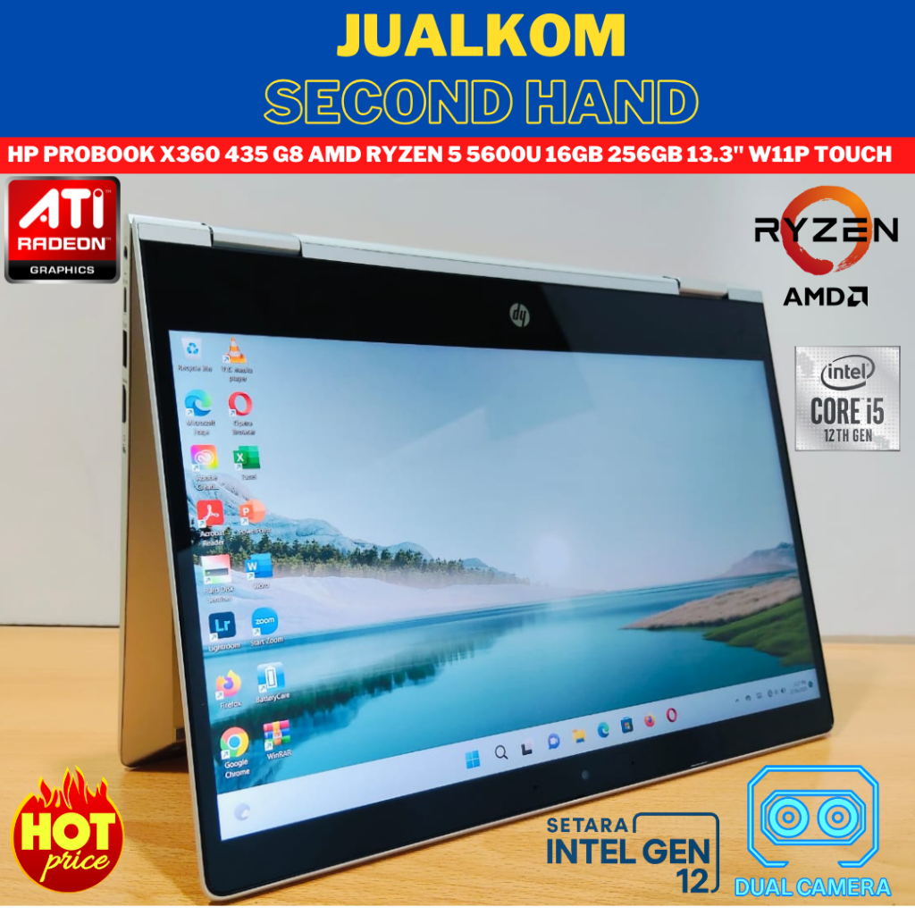 Laptop Second Laptop Gaming Laptop Bekas HP ProBook x360 435 G8 AMD Ryzen 5 5600U 2.30GHz 16GB 512GB