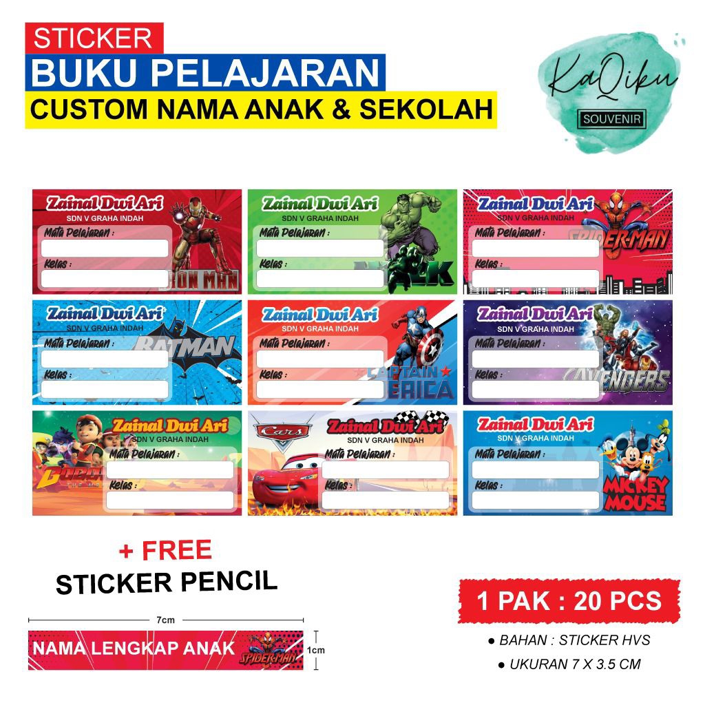

Sticker Buku Pelajaran Custom Nama Anak & Sekolah