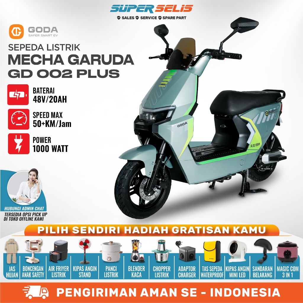 Sepeda Listrik GODA 002 PLUS MECHA GARUDA 48V 20AH 48V/20AH Selis Garansi Resmi