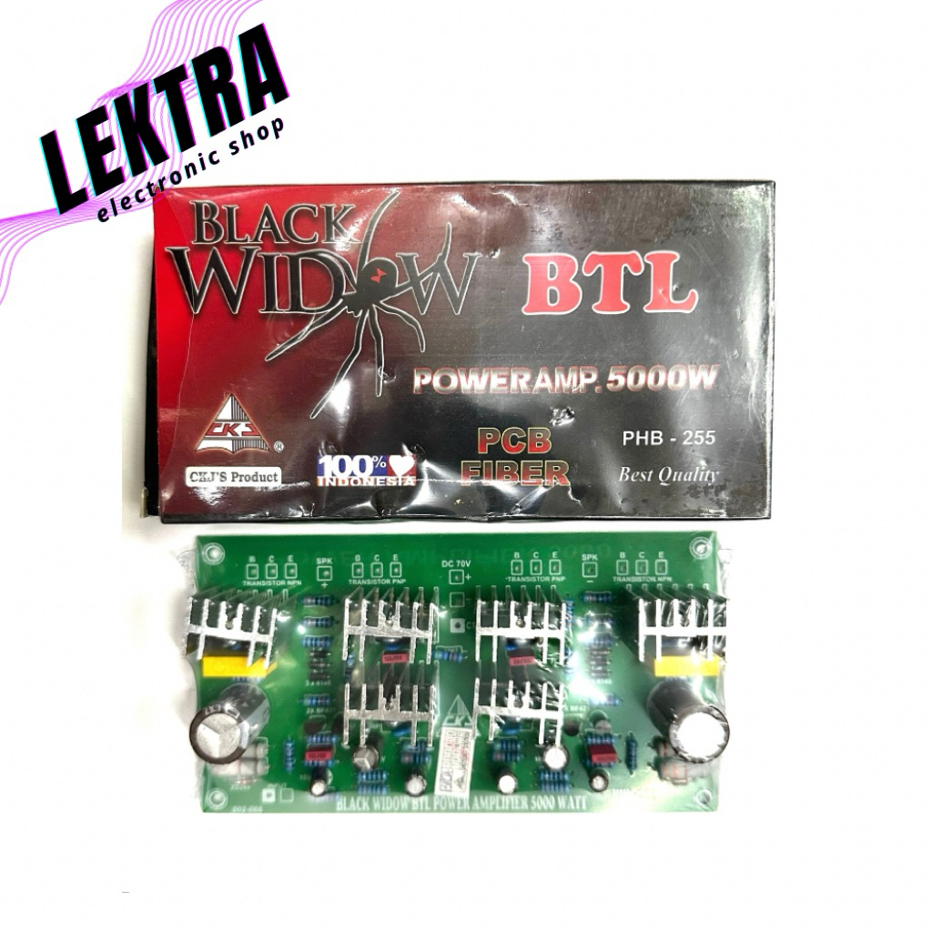 Kit PHB 255 BTL Black Widow 5000w Power Amp Ampli Amplifier CKJ PCB Fiber