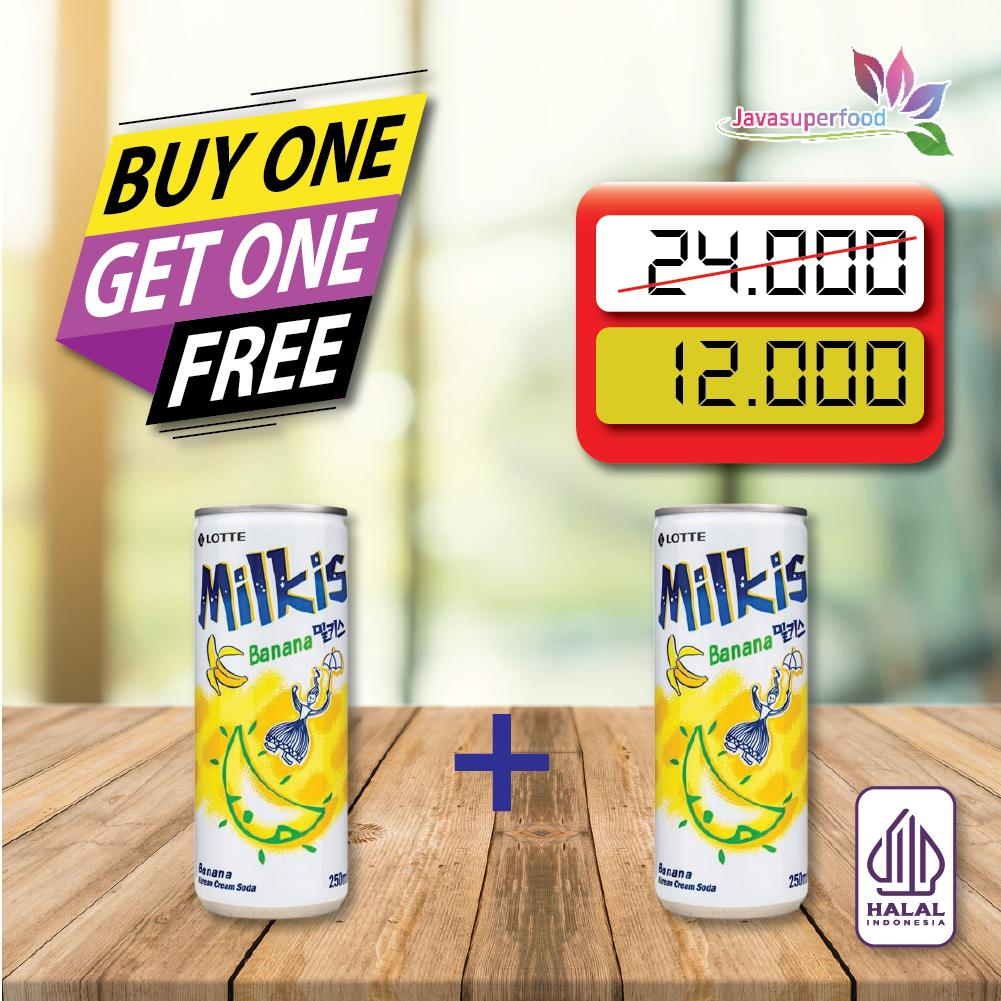 

(BUY 1 GET 1) Lotte Milkis Banana 250ml/Susu Soda Rasa Pisang