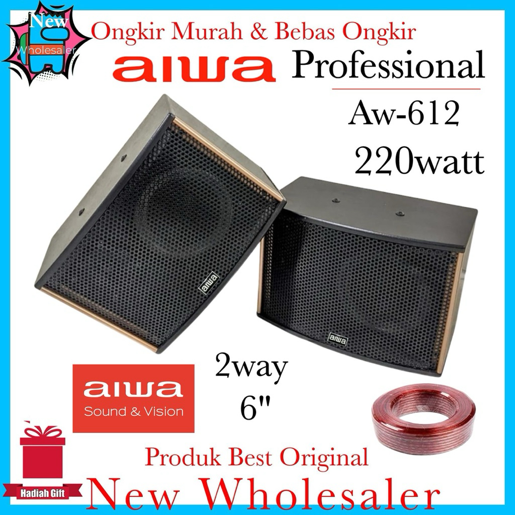 1 set Speaker Pasif Monitor 6 inch Aiwa aw612Pro Power Full original