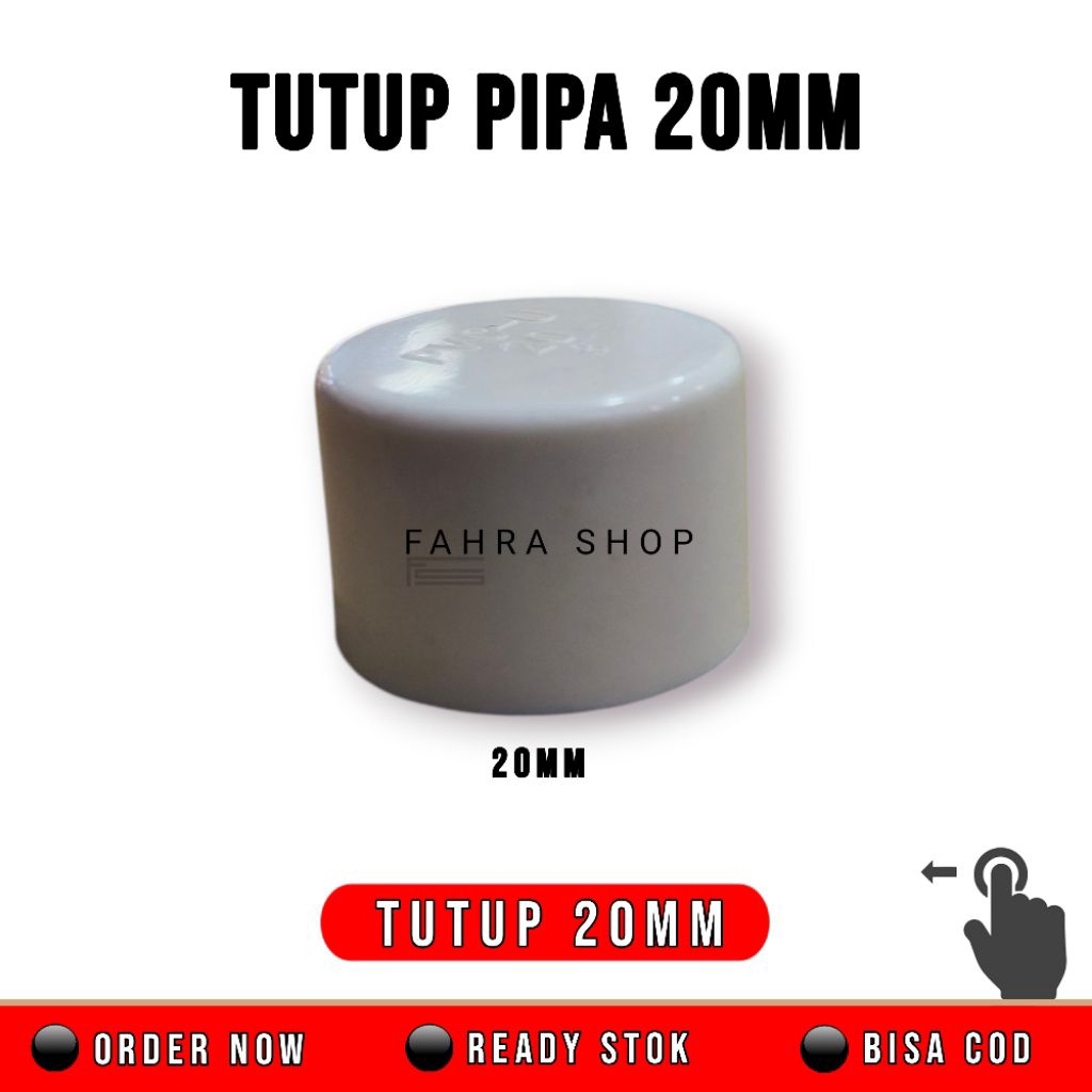 Tutup Pipa Akuarium 20mm white dop pcv 20mm