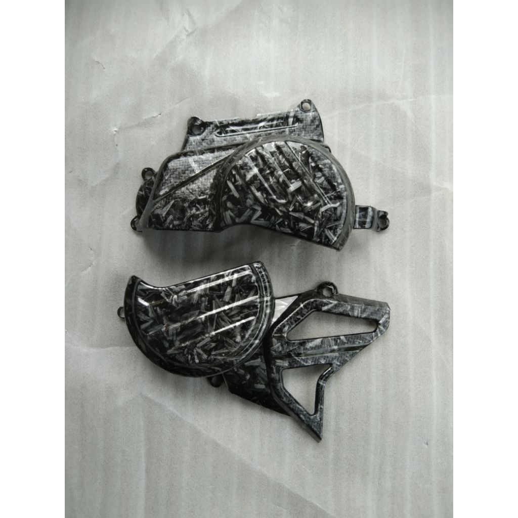 Tutup pelindung blok mesin crf 150 Carbon Celup Motif Porged cover mesin samping crf 1501