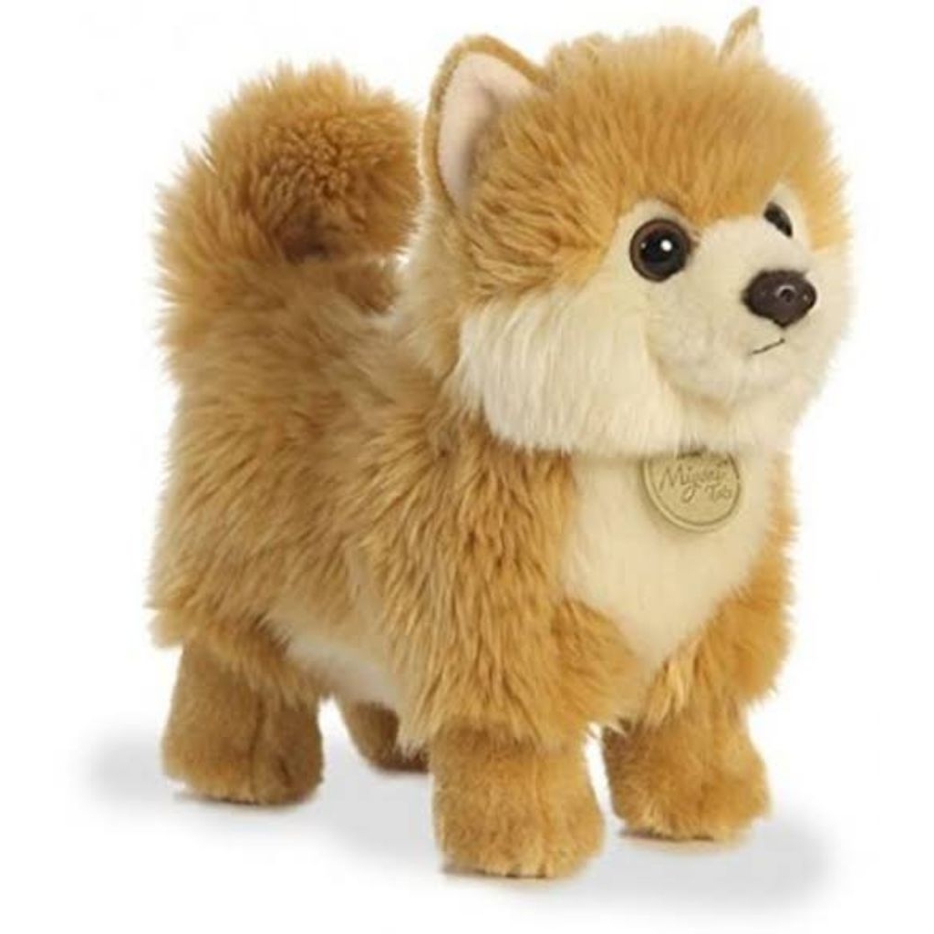 Boneka Anjing Pomeranian Coklat Import Original Miyoni Aurora Brown Mini Pom Dog Soft Samoyed Dogy B