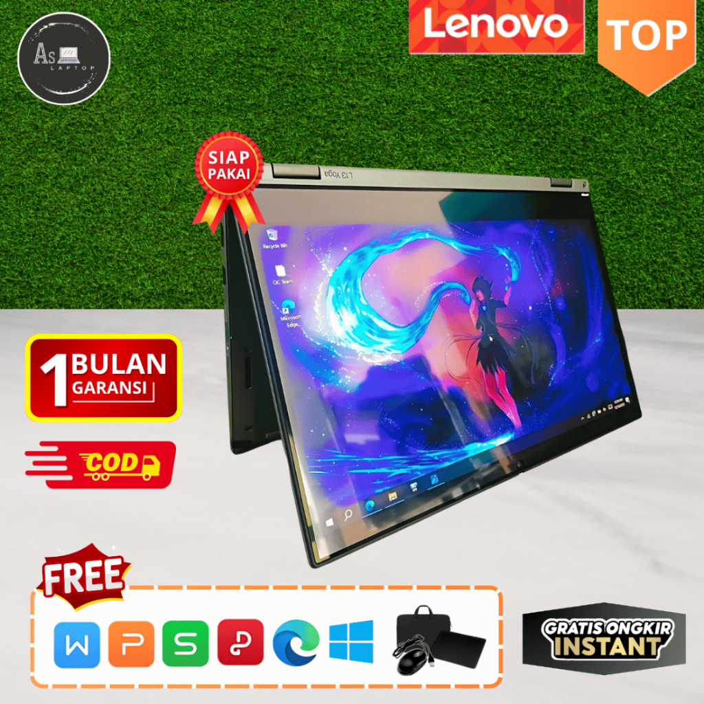 LAPTOP LENOVO THINKPAD L13 YOGA FLIP 360 TOUCHSCREEN BEKAS MURAH BERGARANSI MULUS SECOND KANTOR PRO