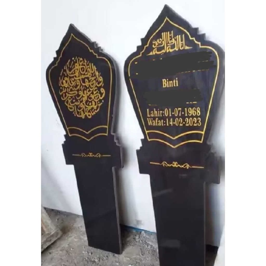 Batu Nisan Patok tancap granit ukir nama makam psuat nisan bat alam full set murah gratis ongkir nis
