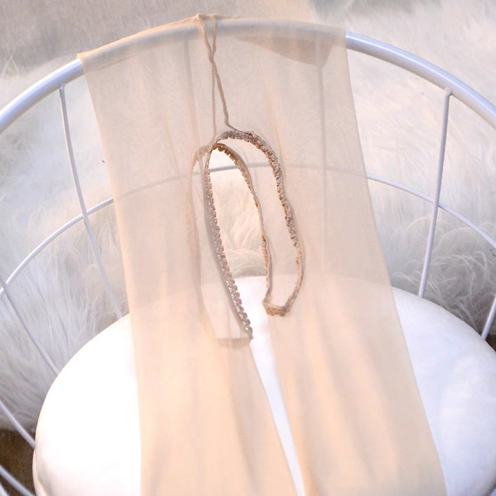 Stoking selangkangan terbuka transparan musim panas one-line, stoking hitam robek tangan, stoking se