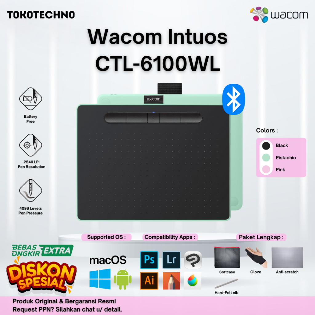 Wacom Intuos Medium Wireless CTL-6100WL Bluetooth CTL 6100 WL