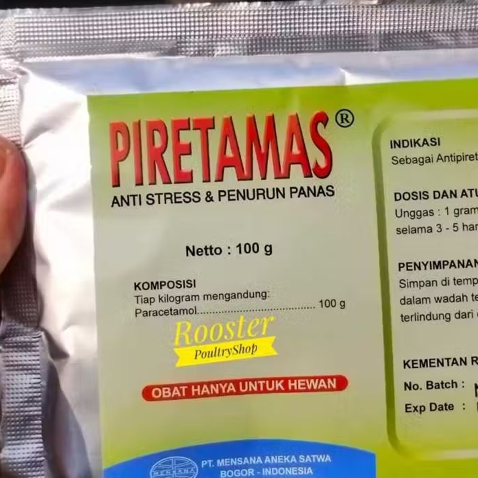 Piretamas 100 GRAM Obat Ayam Sakit Paracetamol Gumboro CRD