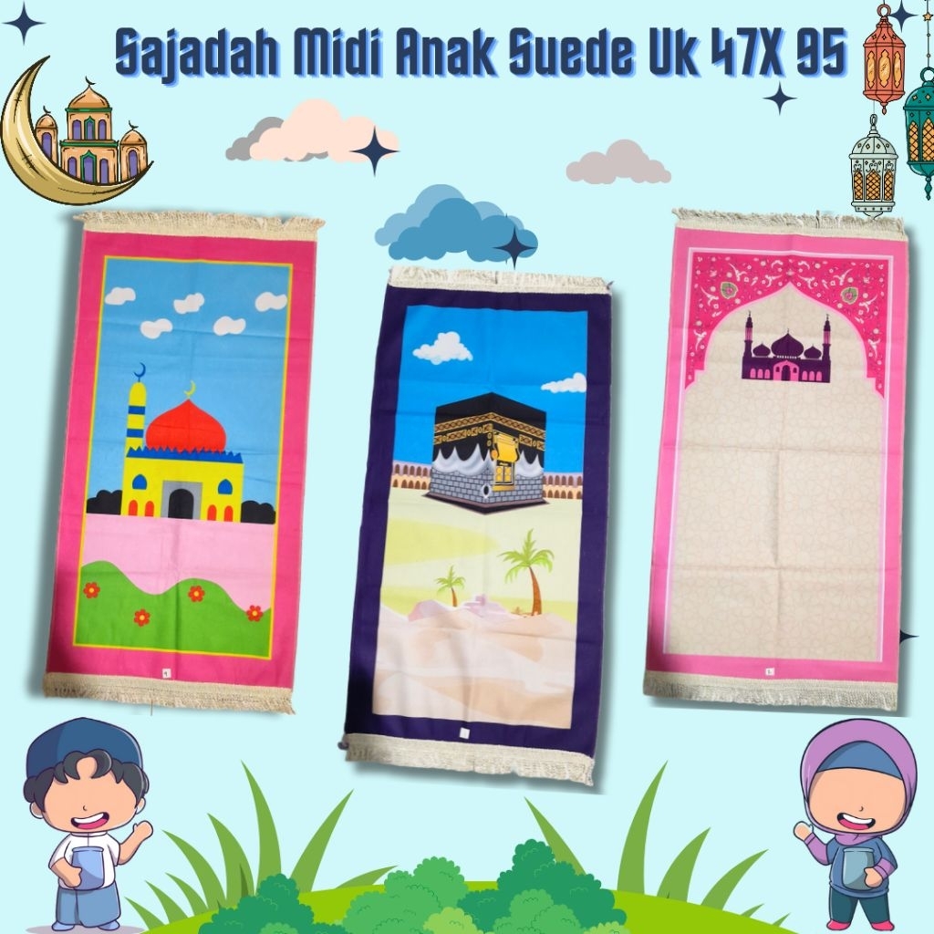 Sajadah Anak Midi Edisi Motif Karakter Ukuran Midi / Sedang / Tanggung 47 X 95 Perlengkapan Sholat S