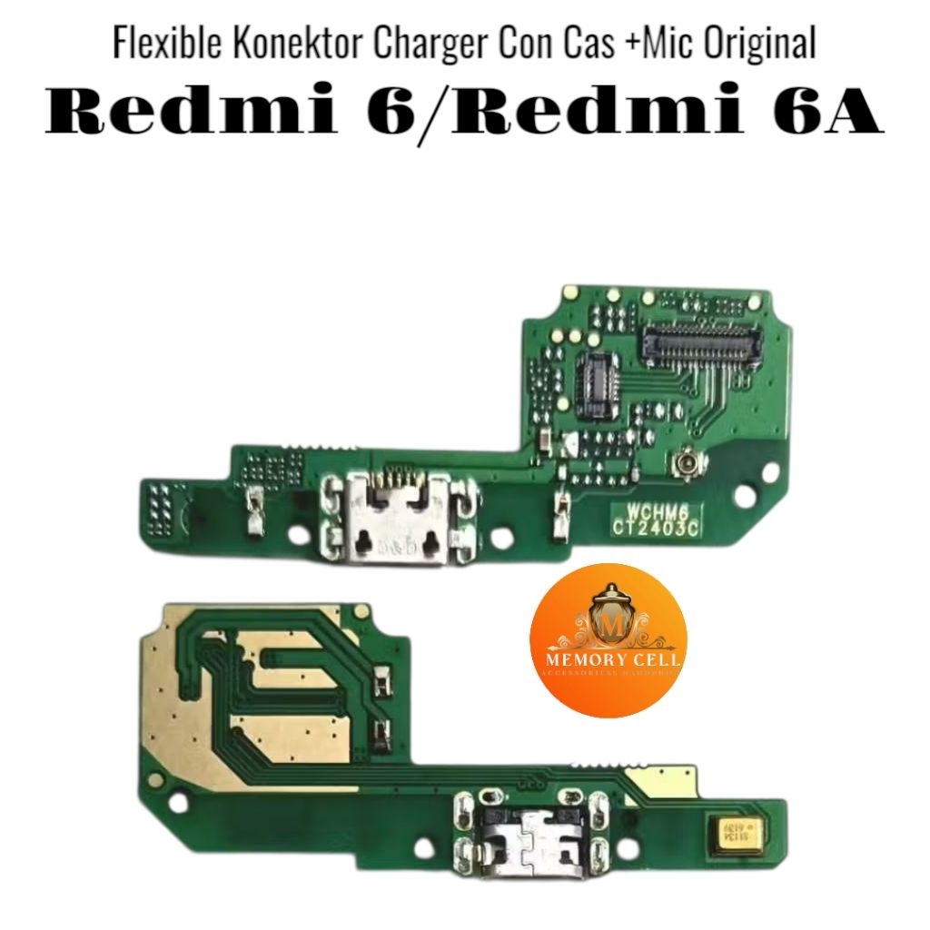 Flexible Konektor Charger Con Cas +Mic Redmi 6 Redmi 6A Original