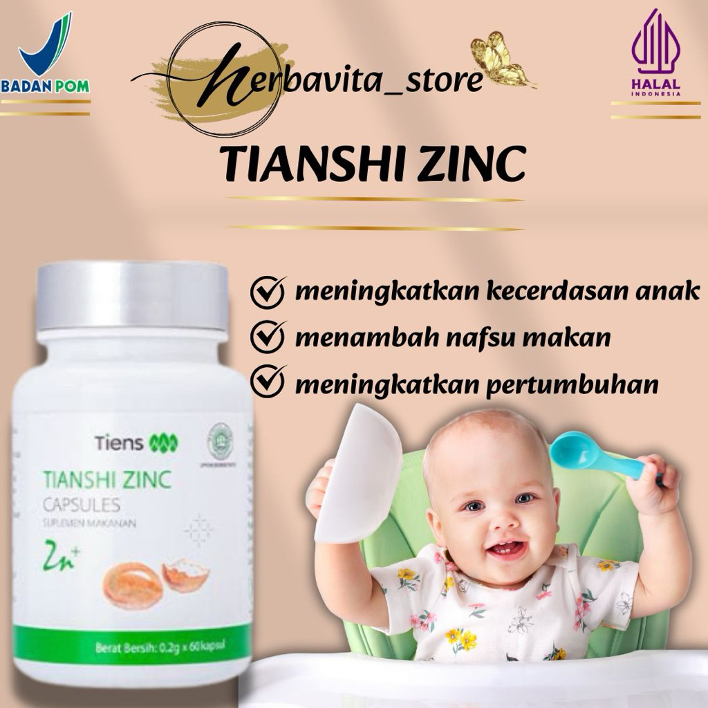 TIENS Zinc Anak – Suplemen Herbal Penambah Nafsu Makan & Imun Anak | BPOM Halal Vitamin Nafsu Makan 