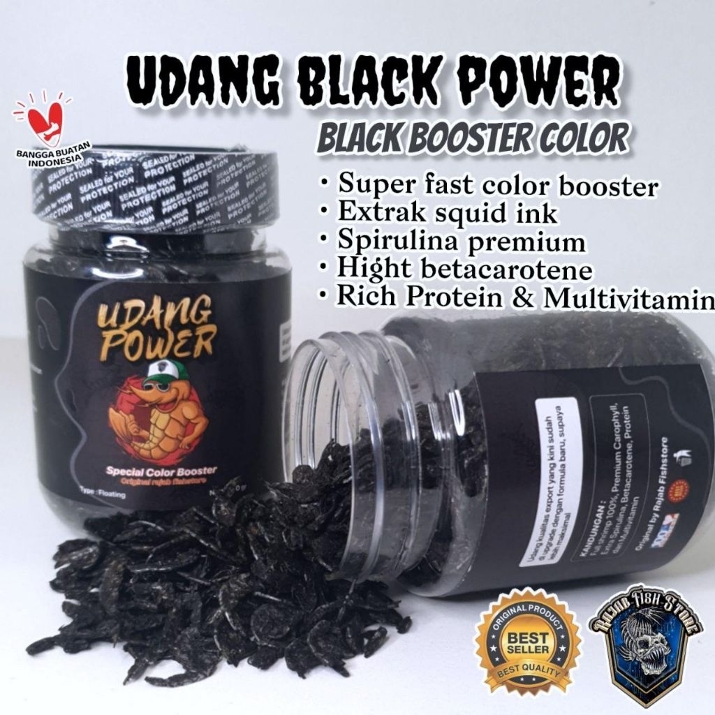 Udang Kering Black Power / Udang Kering Pakan Ikan Chana / Udang Pigmen Hitam 30gr