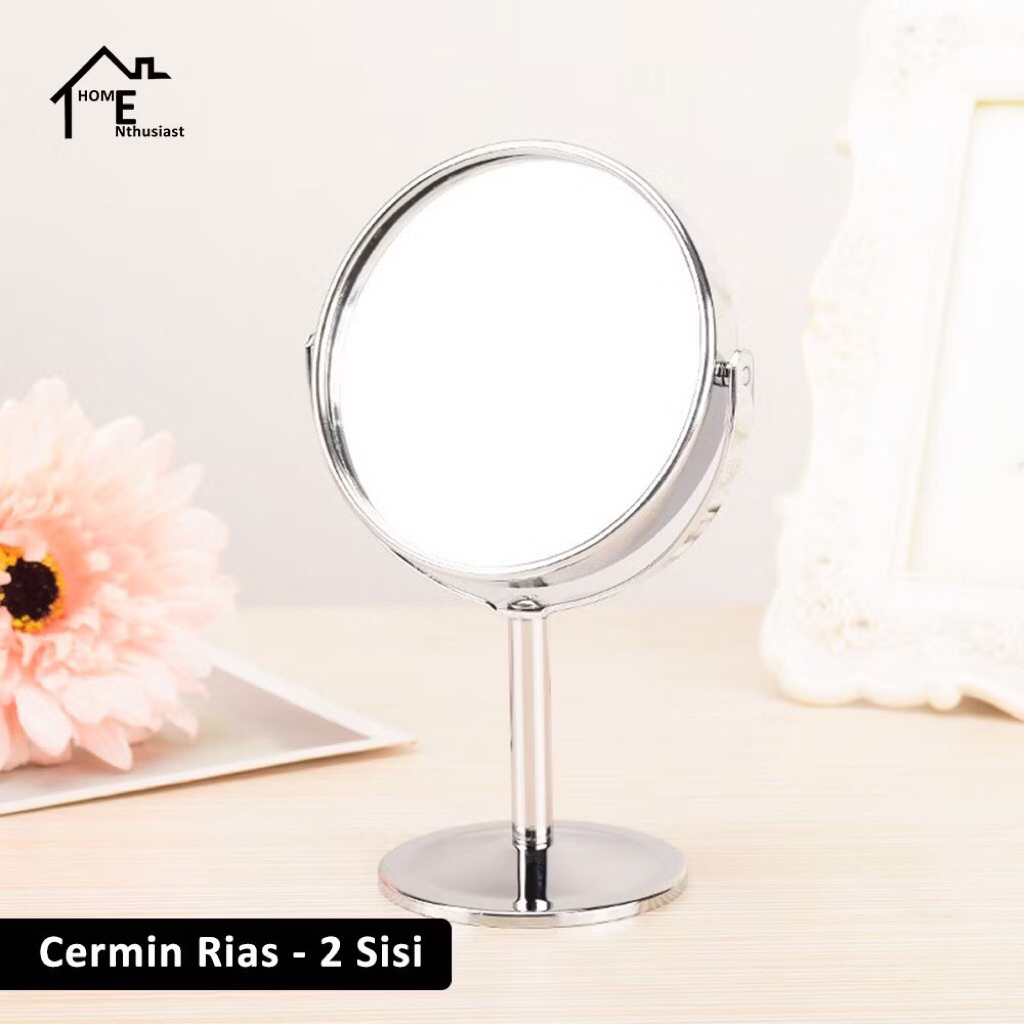 Kaca Cermin Pembesaran Makeup Meja Standing Mirror Cermin 2 Sisi Kaca Rias Makeup