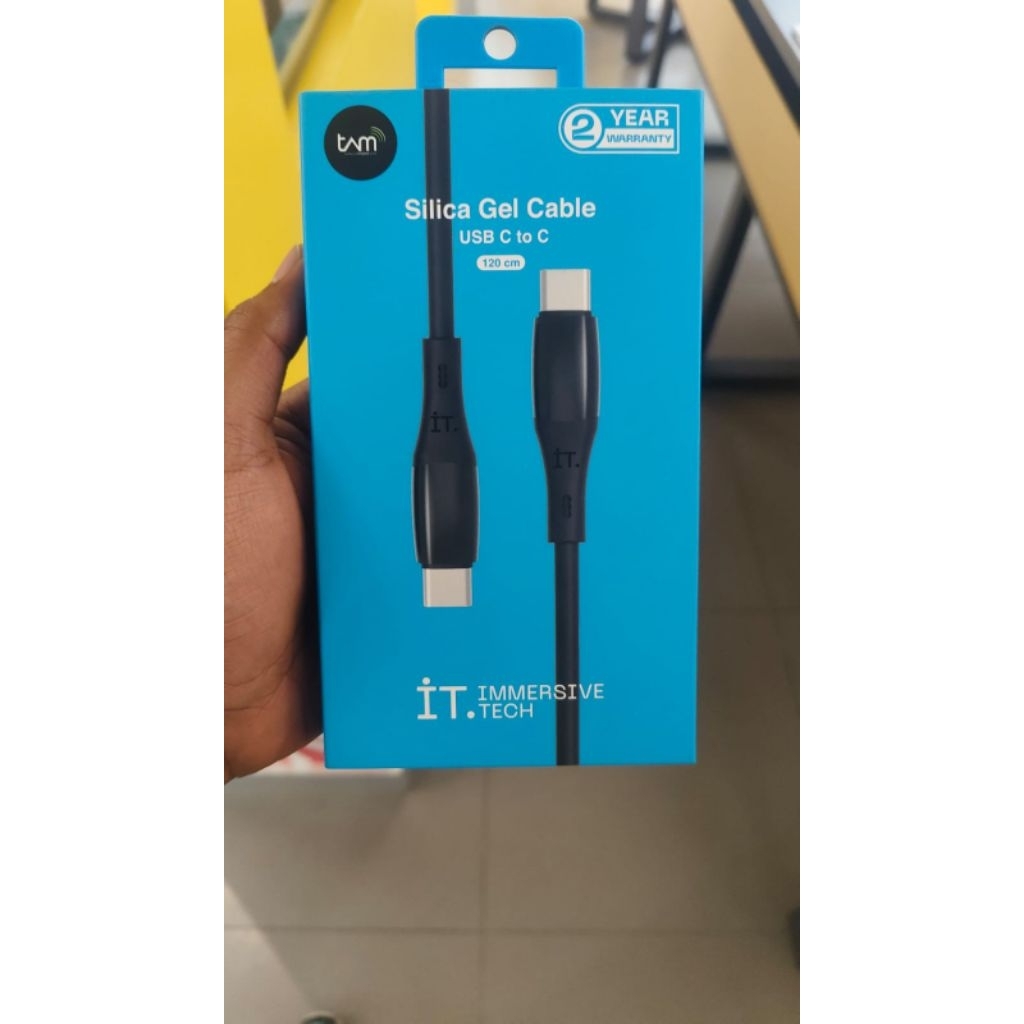 IT Trans Silica Cable C to C - panjang kabel 120 cm - Kapasitas tinggi hingga 100W - NEW ORIGINAL GA