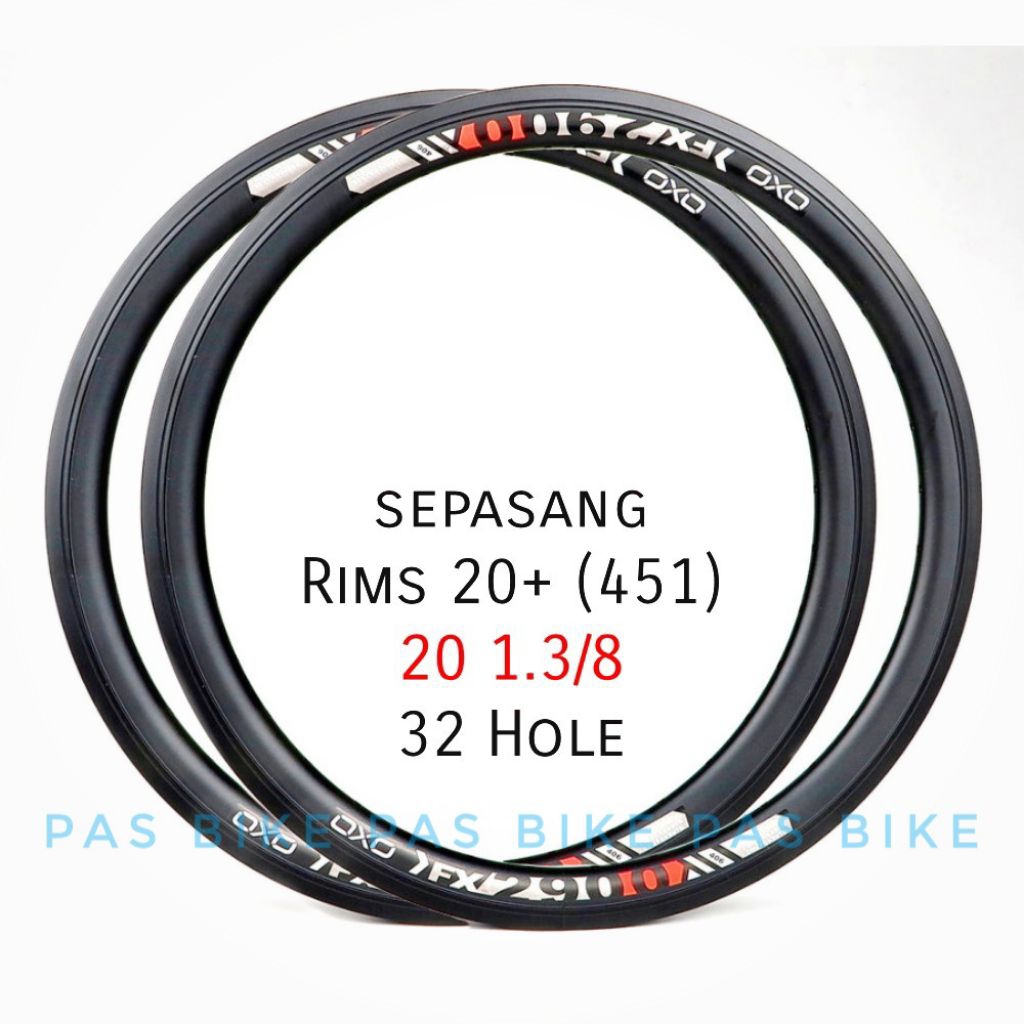 Sepasang Rims 20 Plus - 451 - 32 Hole Velg OXO FX2900 Hitam