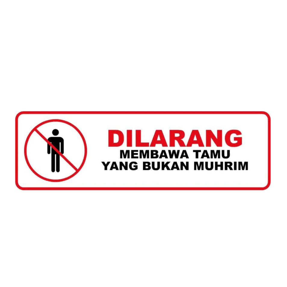 

STIKER DILARANG MEMBAWA TAMU YANG BUKAN MUHRIM 5x15 cm BAHAN VYNIL ANTI AIR