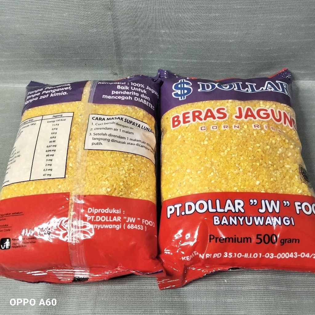 

2 Pcs Beras Jagung Dollar Kemasan 500 Gram