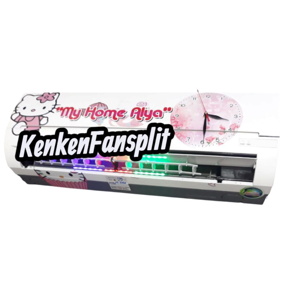 Kipas Angin Model AC led warna warni karakter jam