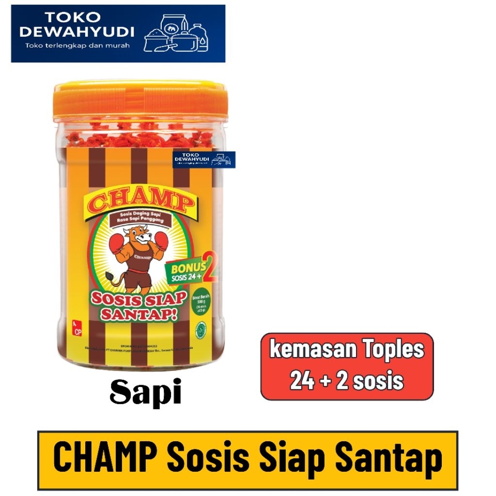 Forcysn Champ Sosis Siap Makan Kemasan Toples Isi 24 + 2 Sosis