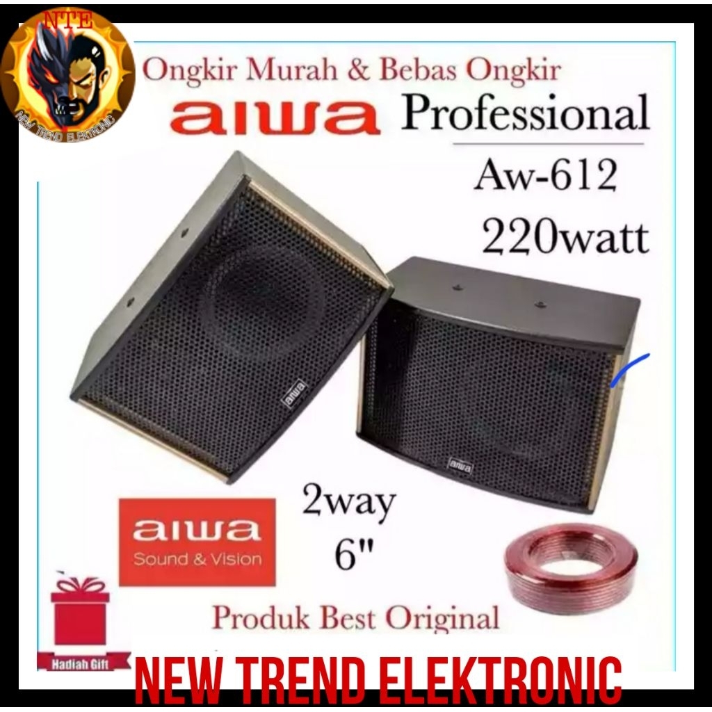 ￼1 set Speaker Pasif Monitor 6 inch Aiwa aw612Pro Power Full original